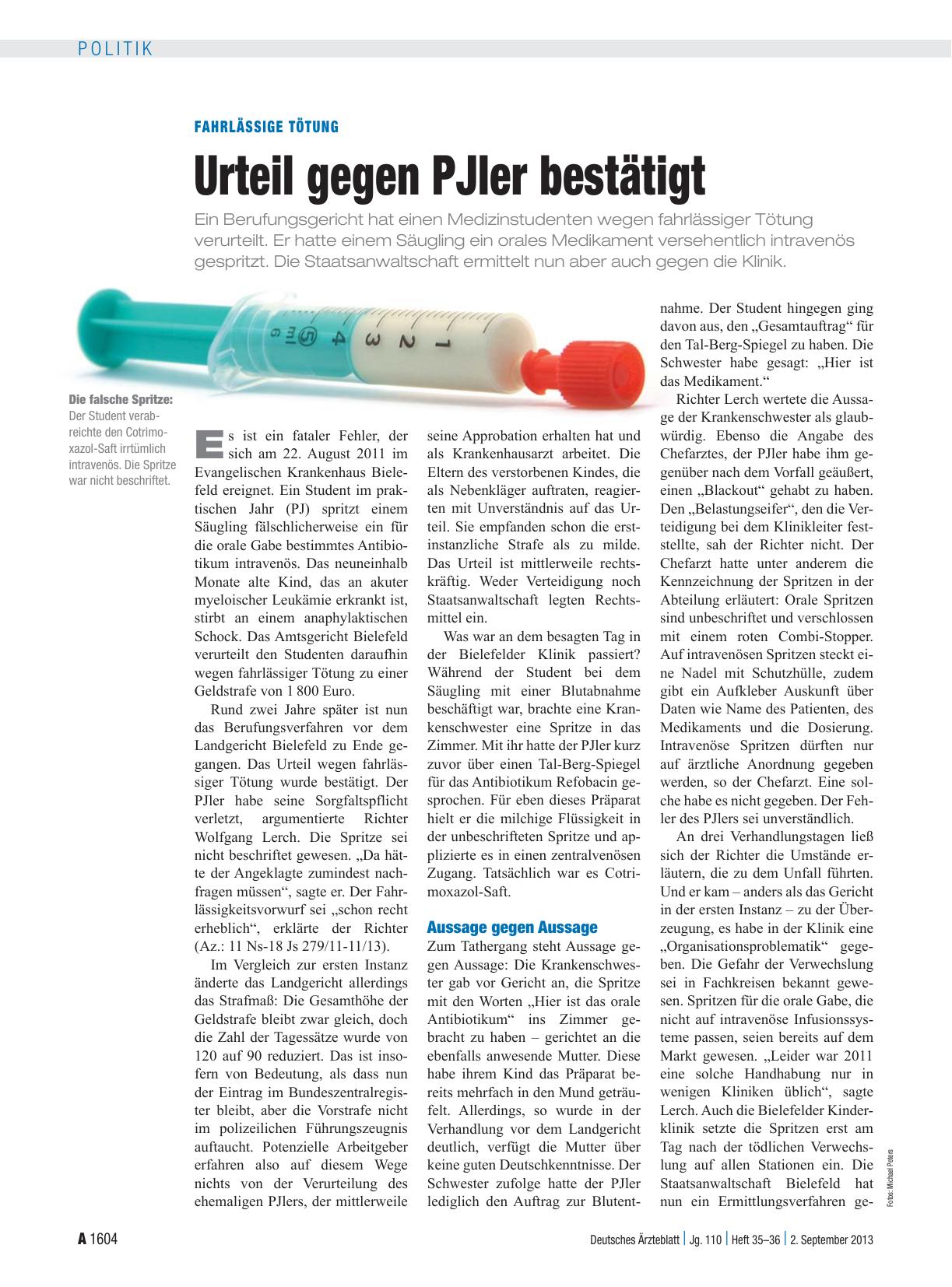 Vorschauseite 1: Fahrlässige Tötung: Urteil gegen PJler bestätigt