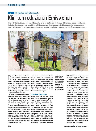 Vorschauseite 1: Klimaschutz im Krankenhaus (I): Kliniken reduzieren Emissionen