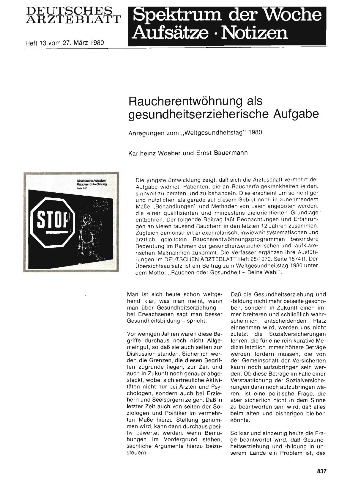 Vorschauseite 1: Raucherentwöhnung als gesundheitserzieherische Aufgabe