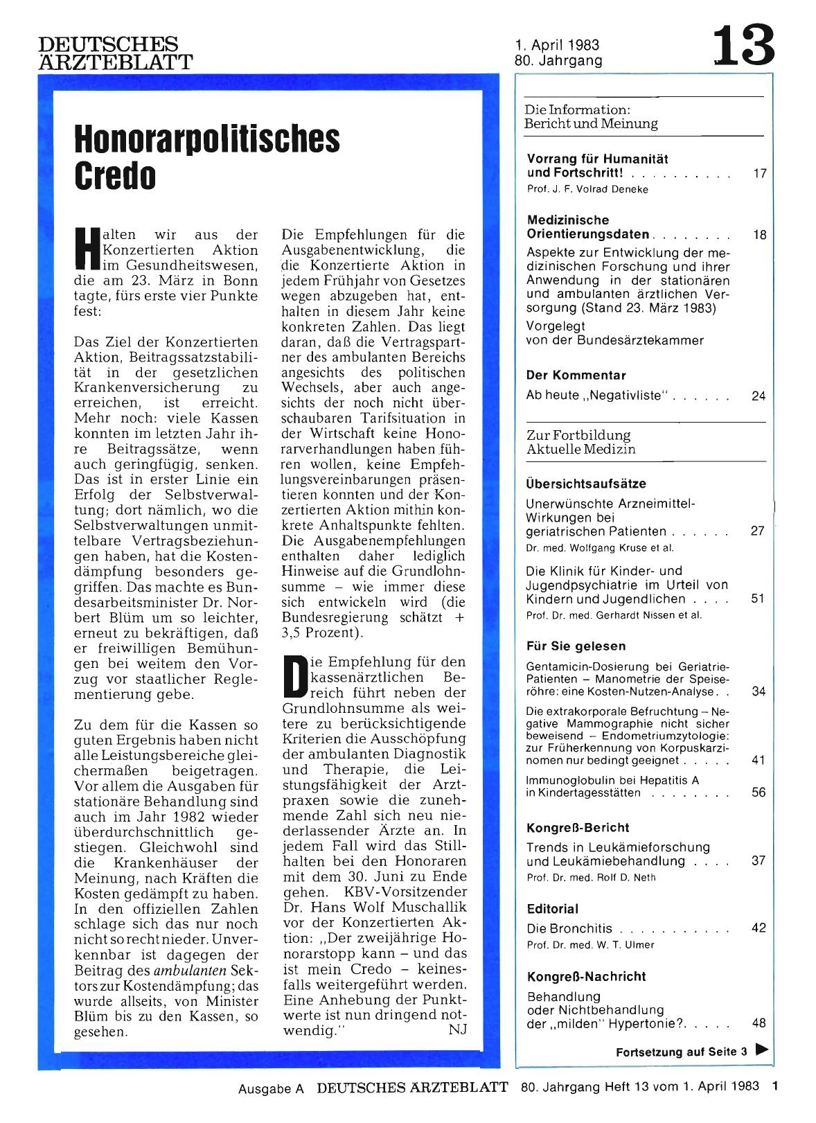 Vorschauseite 1: Honorarpolitisches Credo
