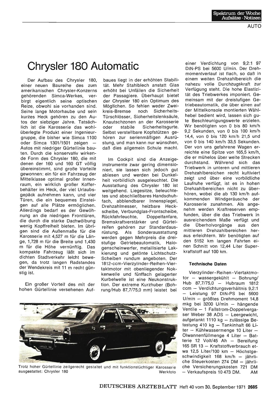 Vorschauseite 1: Chrysler 180 Automatic