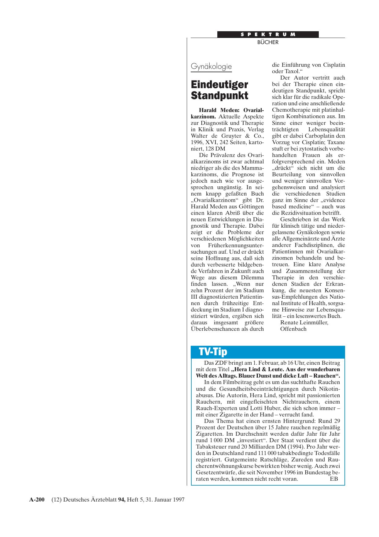 Vorschauseite 1: TV-Tip