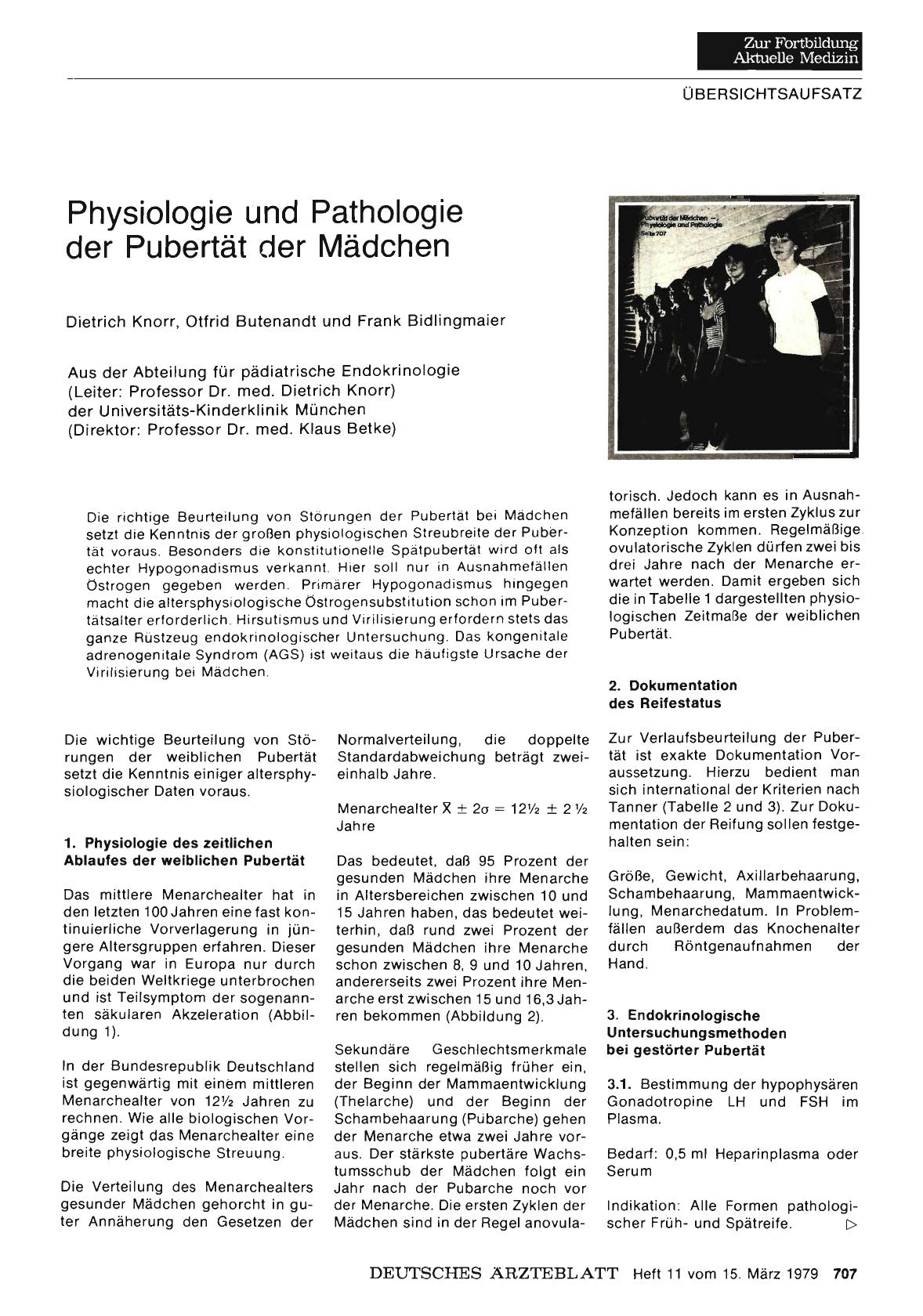Vorschauseite 1: Physiologie und Pathologie der Pubertät der Mädchen