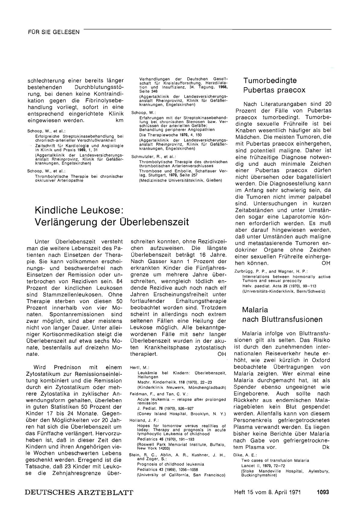 Vorschauseite 1: Malaria nach Bluttransfusionen