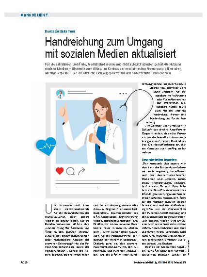 Vorschauseite 1: Bundesärztekammer: Handreichung zum Umgang mit sozialen Medien aktualisiert