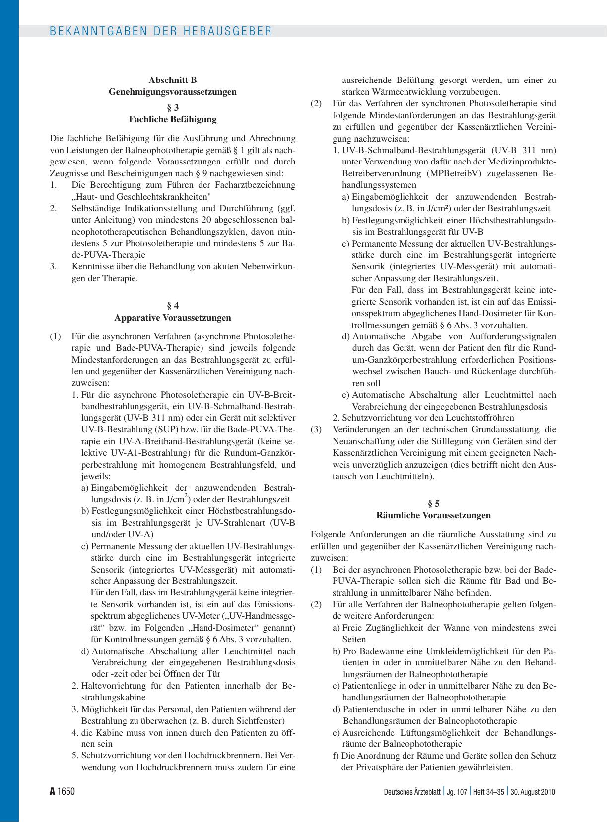 Vorschauseite 2: Vereinbarung von Qualitätssicherungsmaßnahmen nach § 135 Abs. 2 SGB V zur Balneophototherapie (Qualitätssicherungsvereinbarung Balneophototherapie)