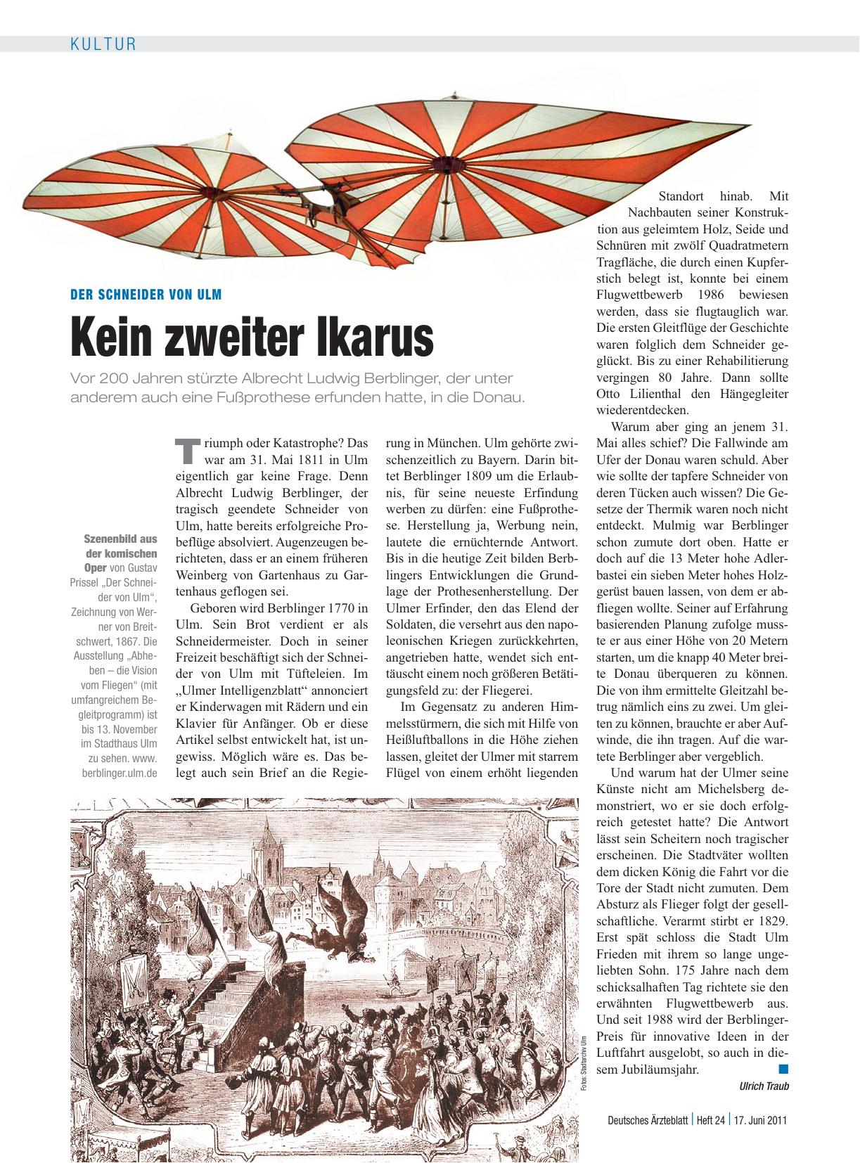 Vorschauseite 1: Der Schneider von Ulm: Kein zweiter Ikarus