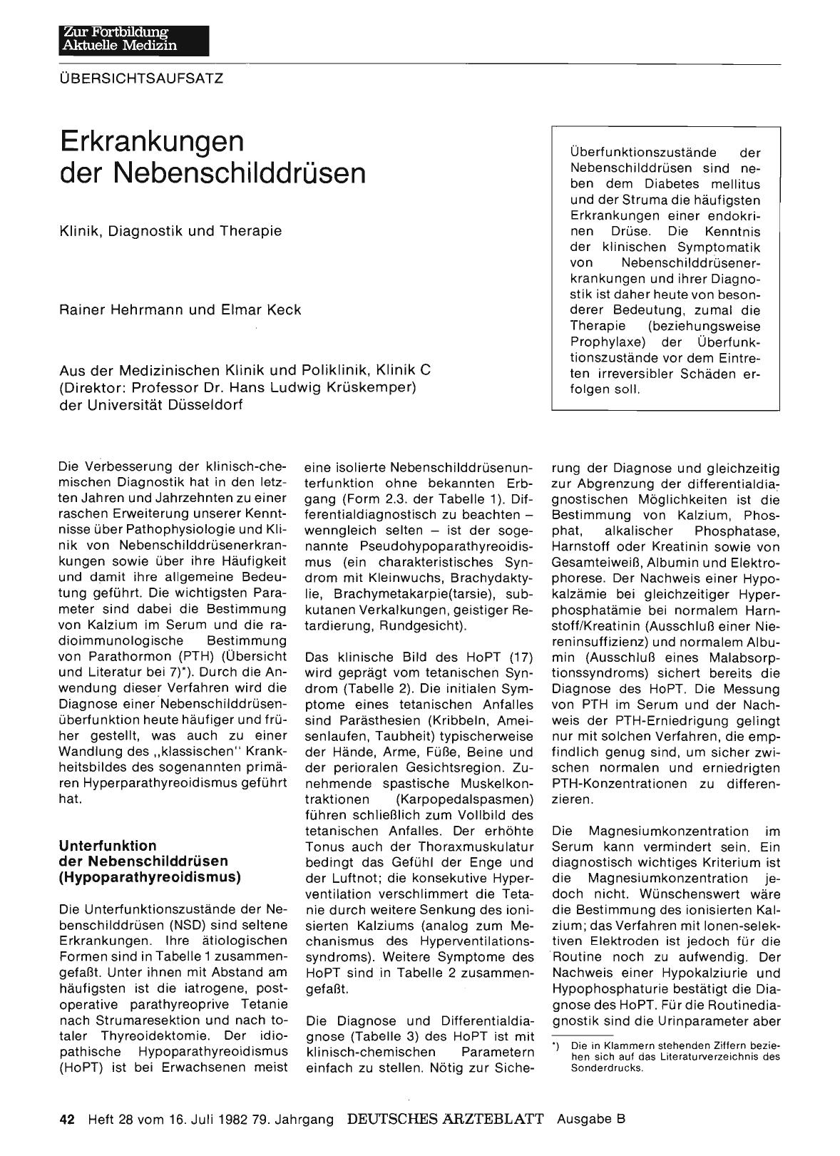 Vorschauseite 1: Erkrankungen der Nebenschilddrüsen