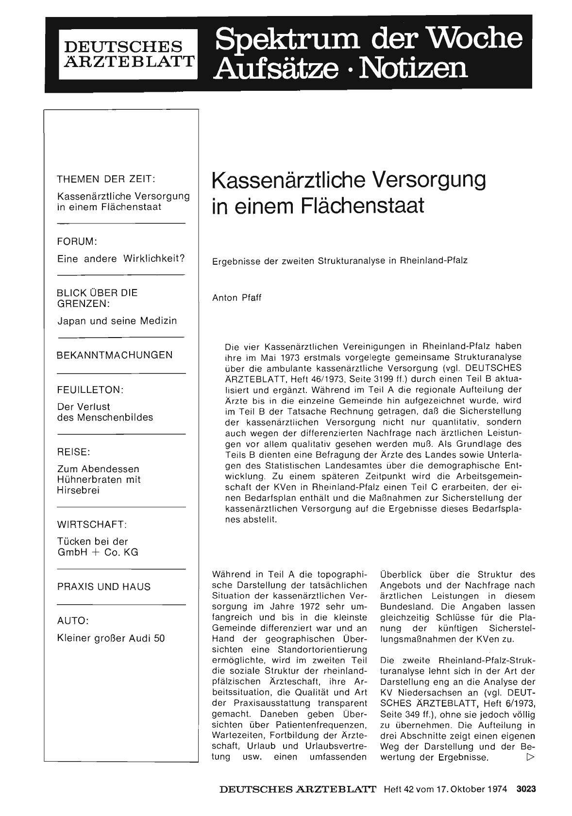 Vorschauseite 1: Kassenärztliche Versorgung in einem Flächenstaat