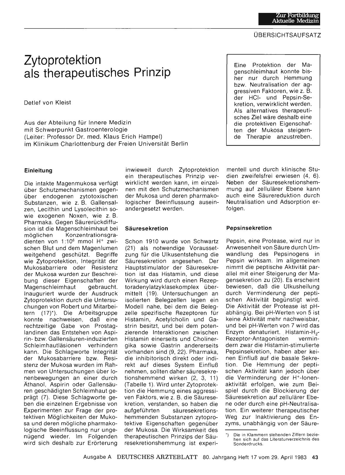 Vorschauseite 1: Zytoprotektion als therapeutisches Prinzip