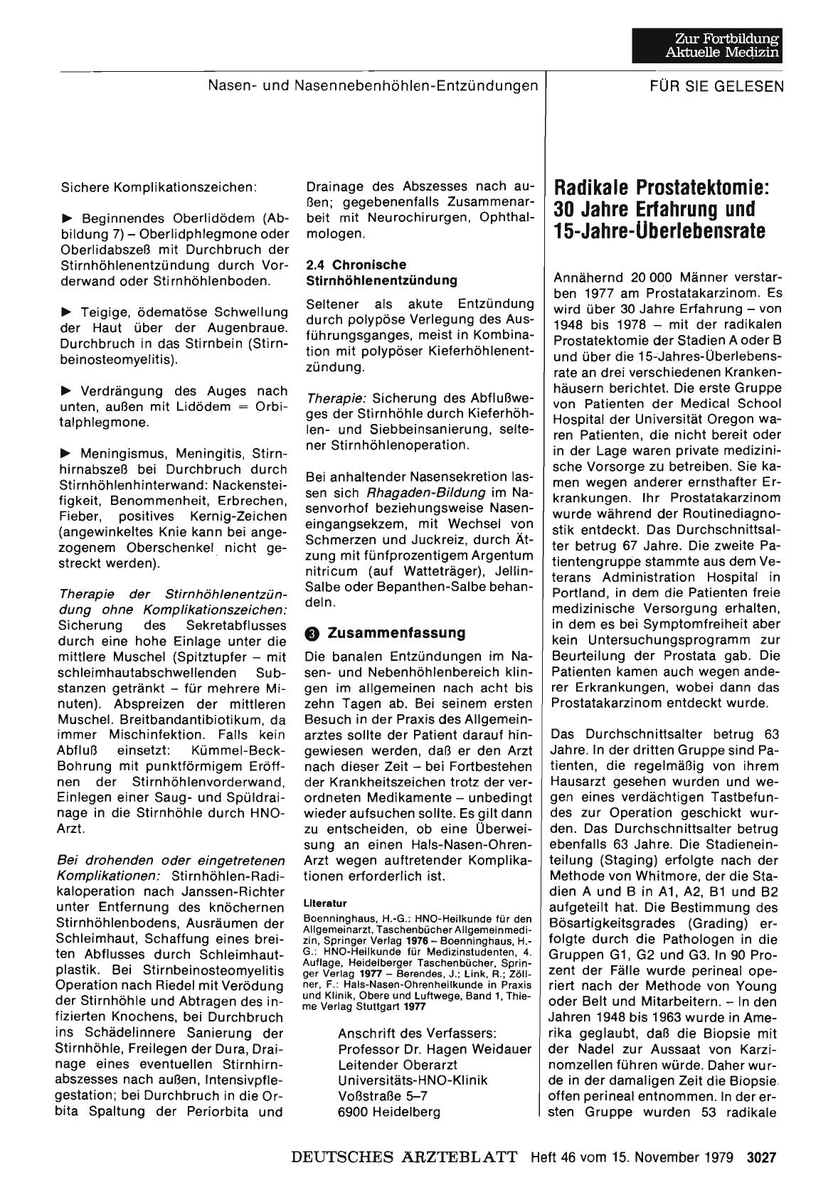 Vorschauseite 1: Radikale Prostatektomie: 30 Jahre Erfahrung und 15-Jahre-Uberlebensrate