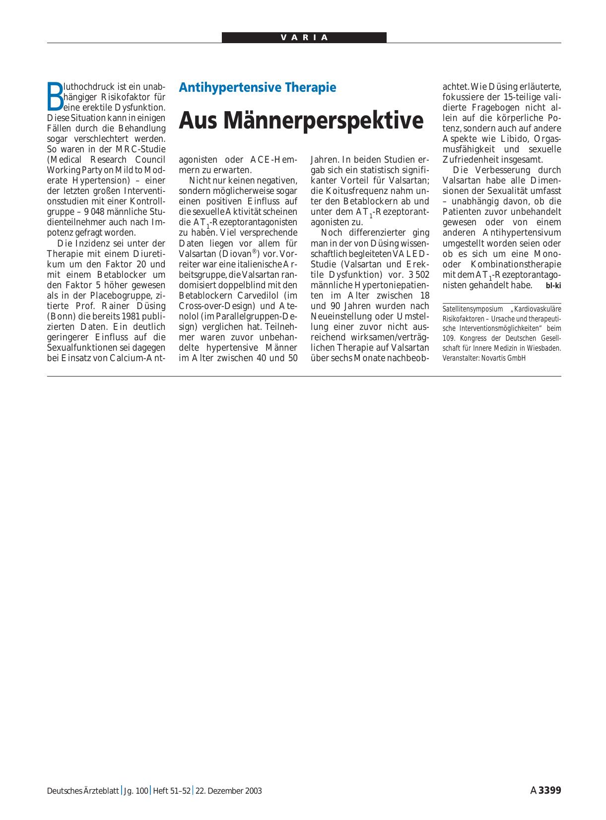 Vorschauseite 1: Antihypertensive Therapie: Aus Männerperspektive