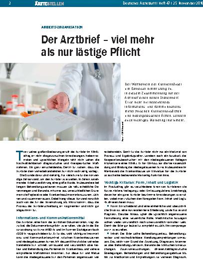 Vorschauseite 1: Arbeitsorganisation: Der Arztbrief – viel mehr als nur lästige Pflicht