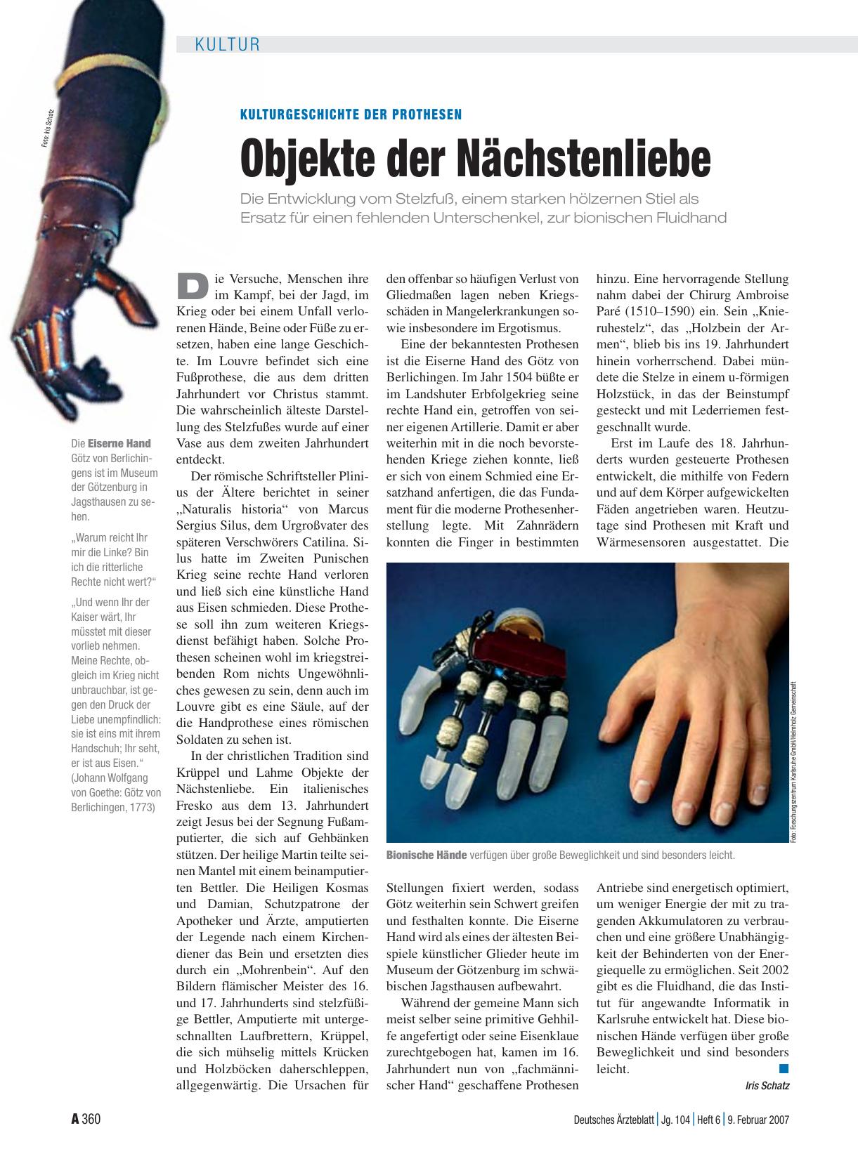 Vorschauseite 1: Kulturgeschichte der Prothesen: Objekte der Nächstenliebe