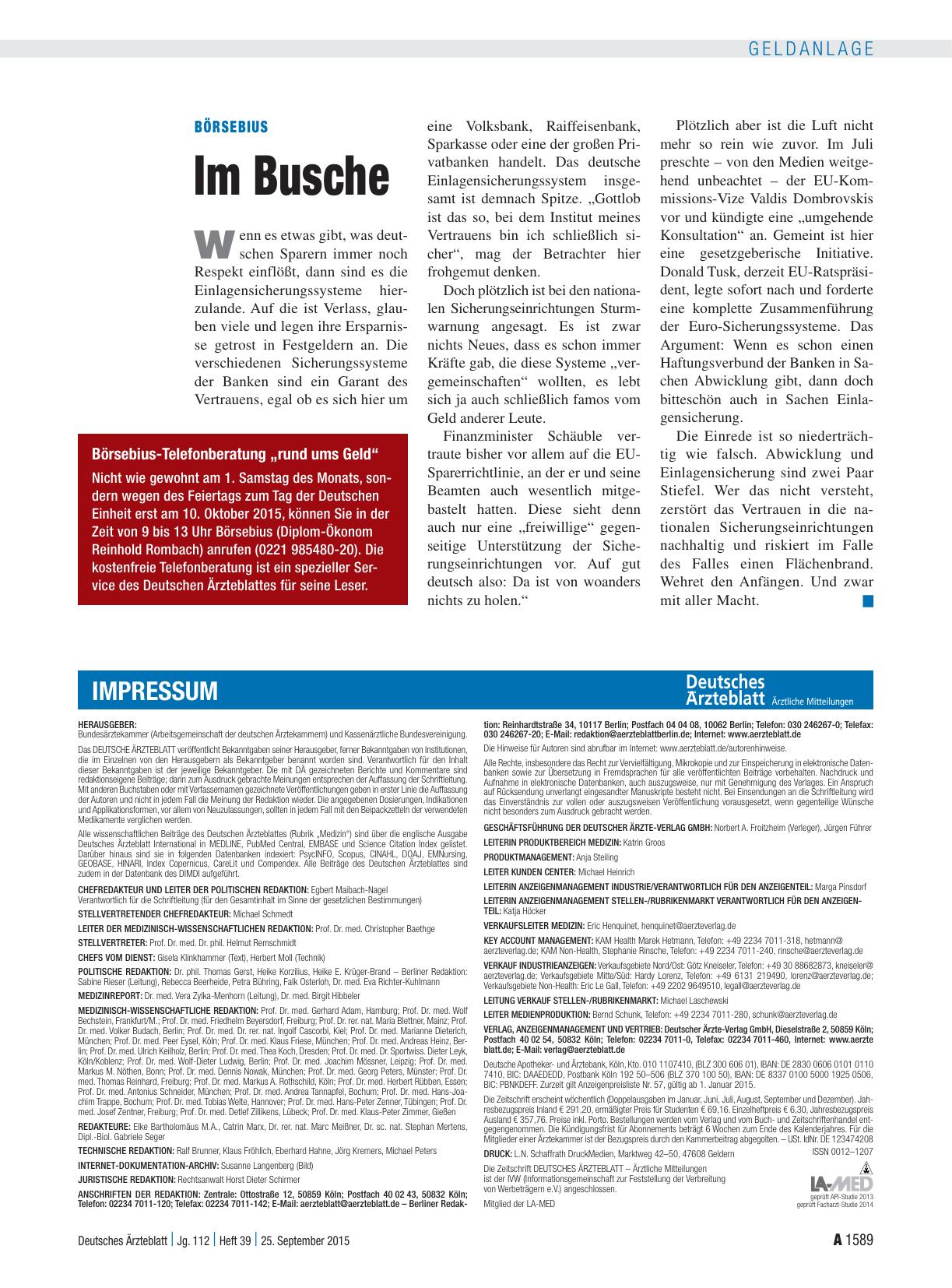 Vorschauseite 1: Börsebius: Im Busche