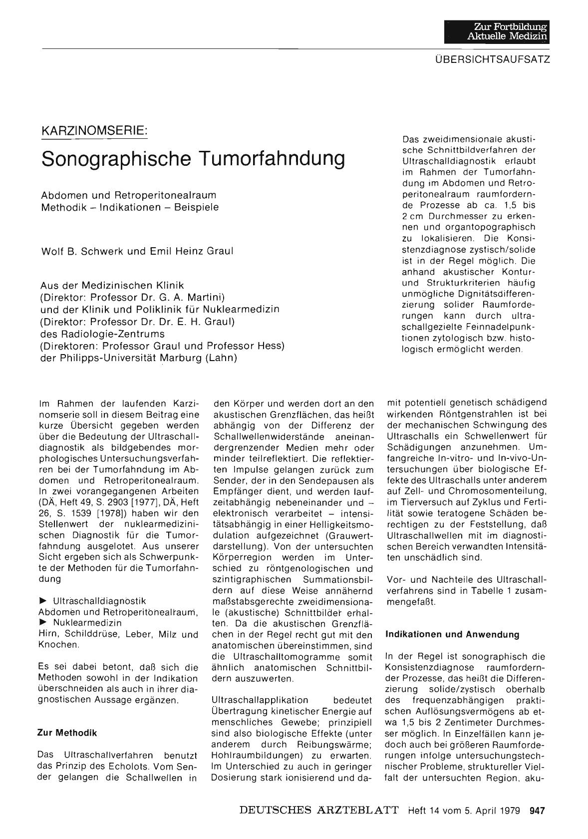 Vorschauseite 1: Karzinomserie: Sonographische Tumorfahndung