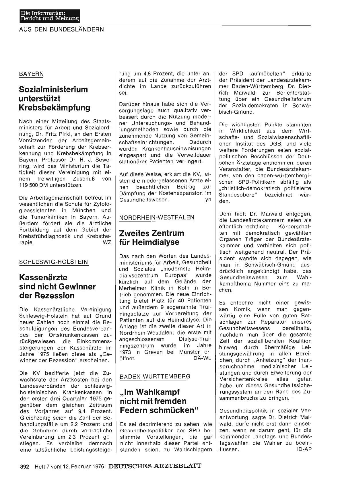 Vorschauseite 1: Bayern: Sozialministerium unterstützt Krebsbekämpfung