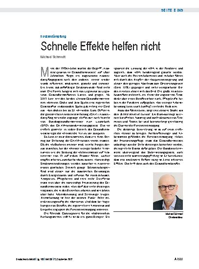 Vorschauseite 1: Kostendämpfung: Schnelle Effekte helfen nicht