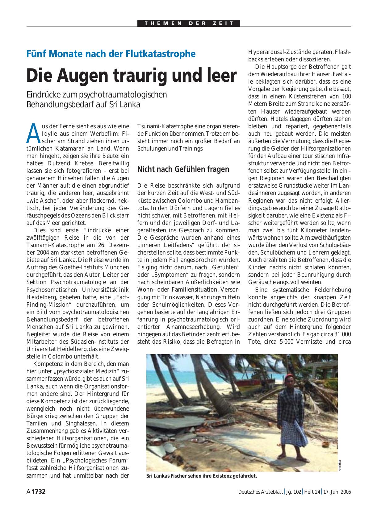 Vorschauseite 1: Fünf Monate nach der Flutkatastrophe: Die Augen traurig und leer