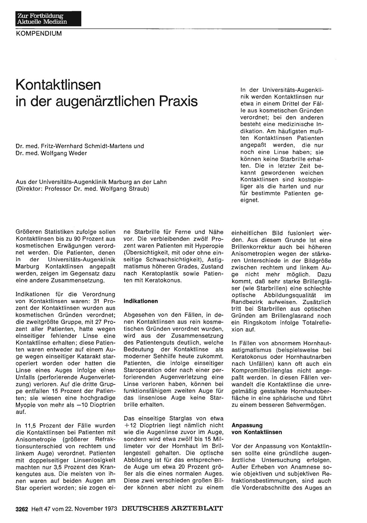 Vorschauseite 1: Kontaktlinsen in der augenärztlichen Praxis