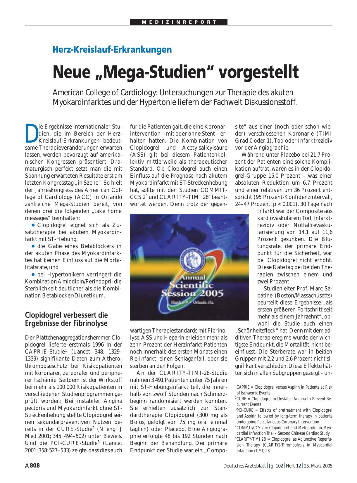 Vorschauseite 1: Herz-Kreislauf-Erkrankungen: Neue „Mega-Studien“ vorgestellt