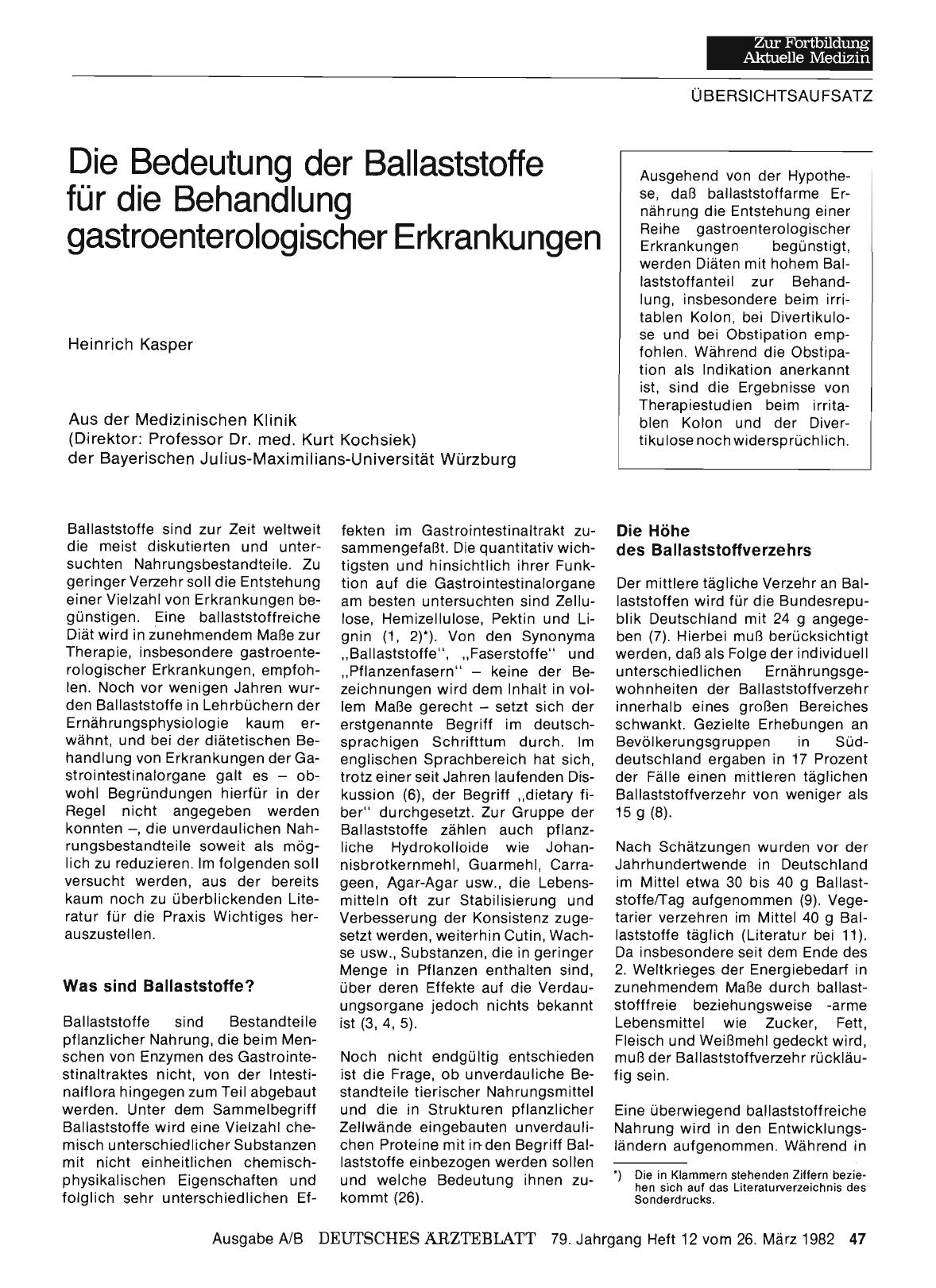 Vorschauseite 1: Die Bedeutung der Ballaststoffe für die Behandlung gastroenterologischer Erkrankungen