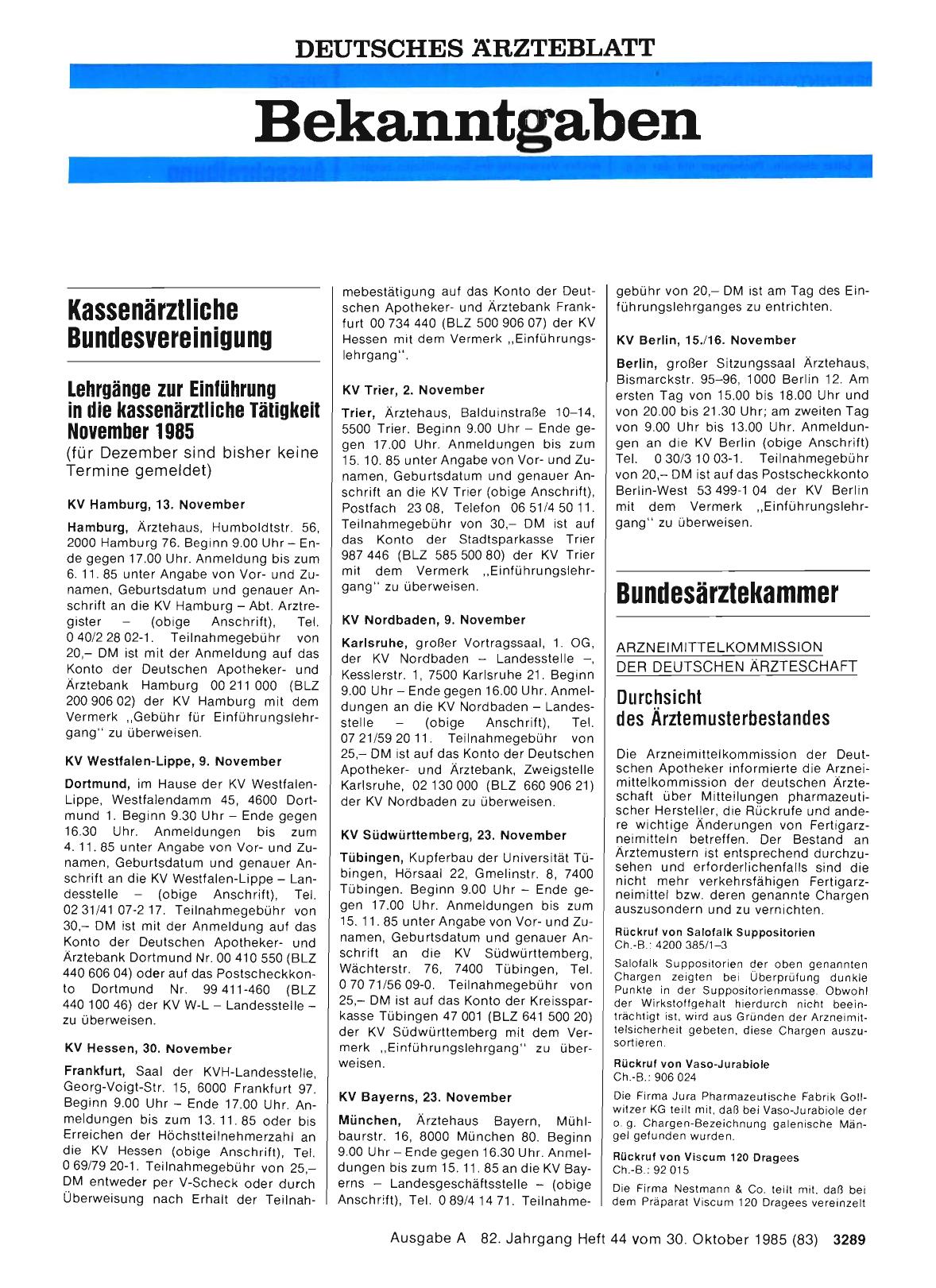 Vorschauseite 1: ARZNEIMITTELKOMMISSION DER DEUTSCHEN ÄRZTESCHAFT: Durchsicht des Ärztemusterbestandes