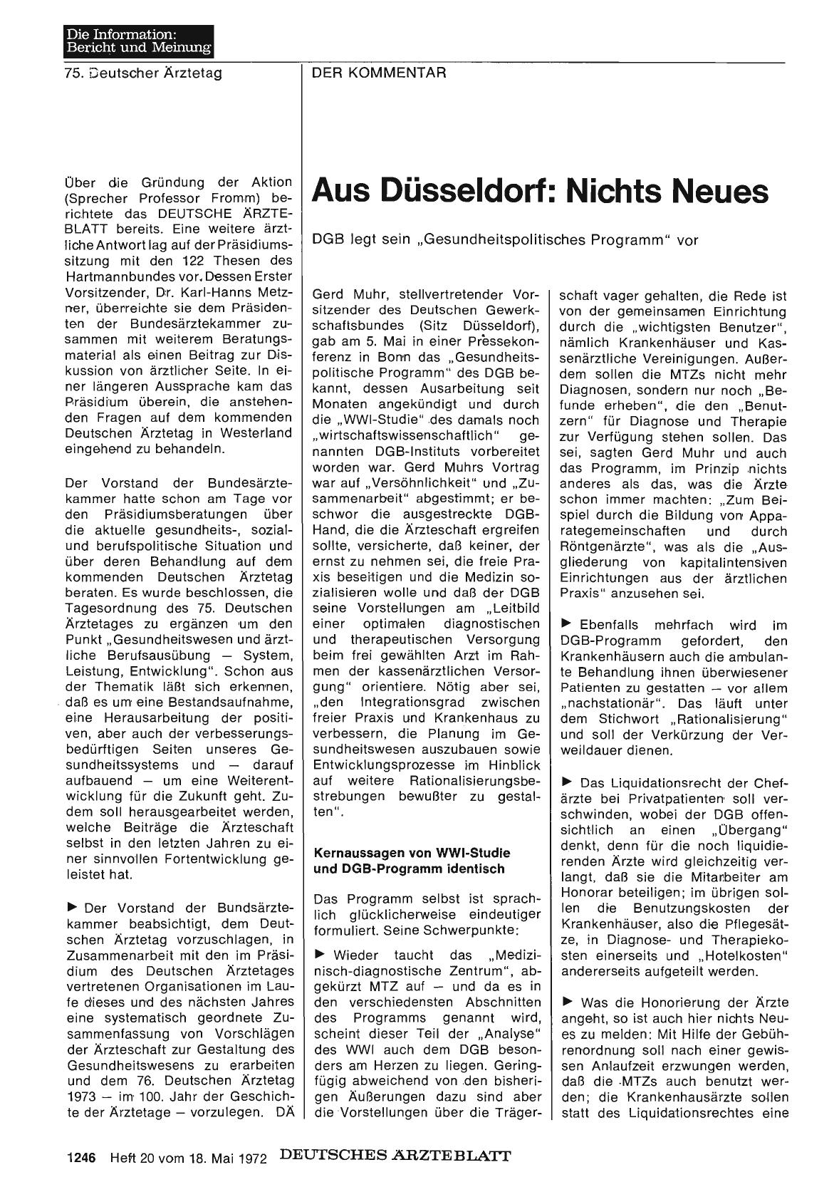 Vorschauseite 1: Aus Düsseldorf: Nichts Neues