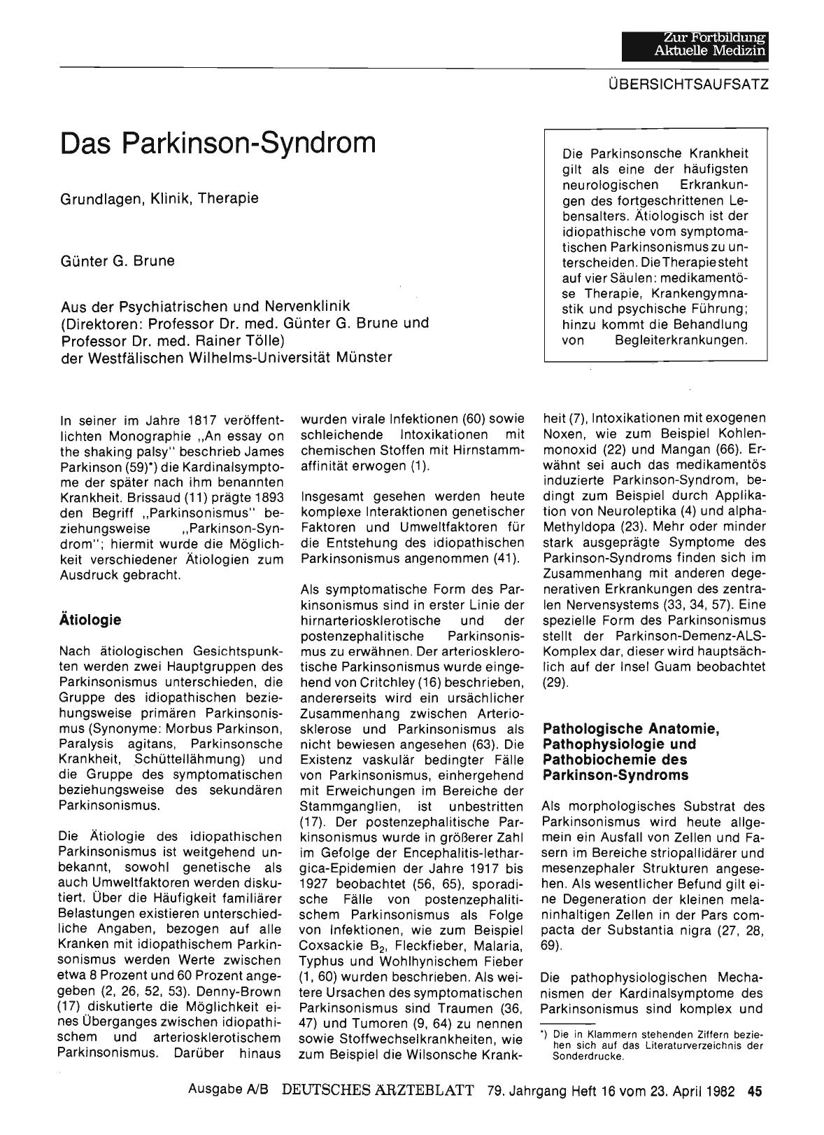 Vorschauseite 1: Das Parkinson-Syndrom