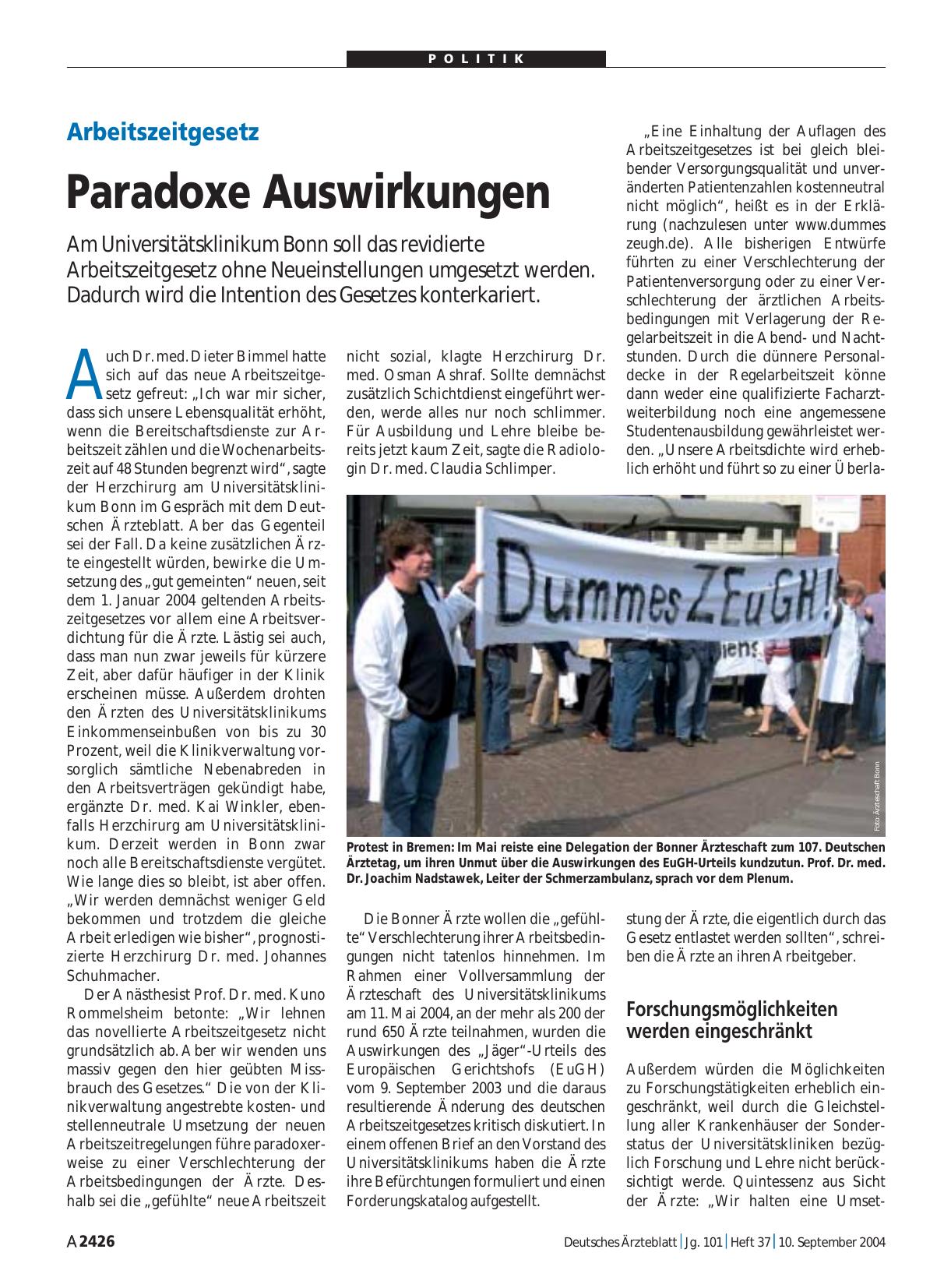Vorschauseite 1: Arbeitszeitgesetz: Paradoxe Auswirkungen