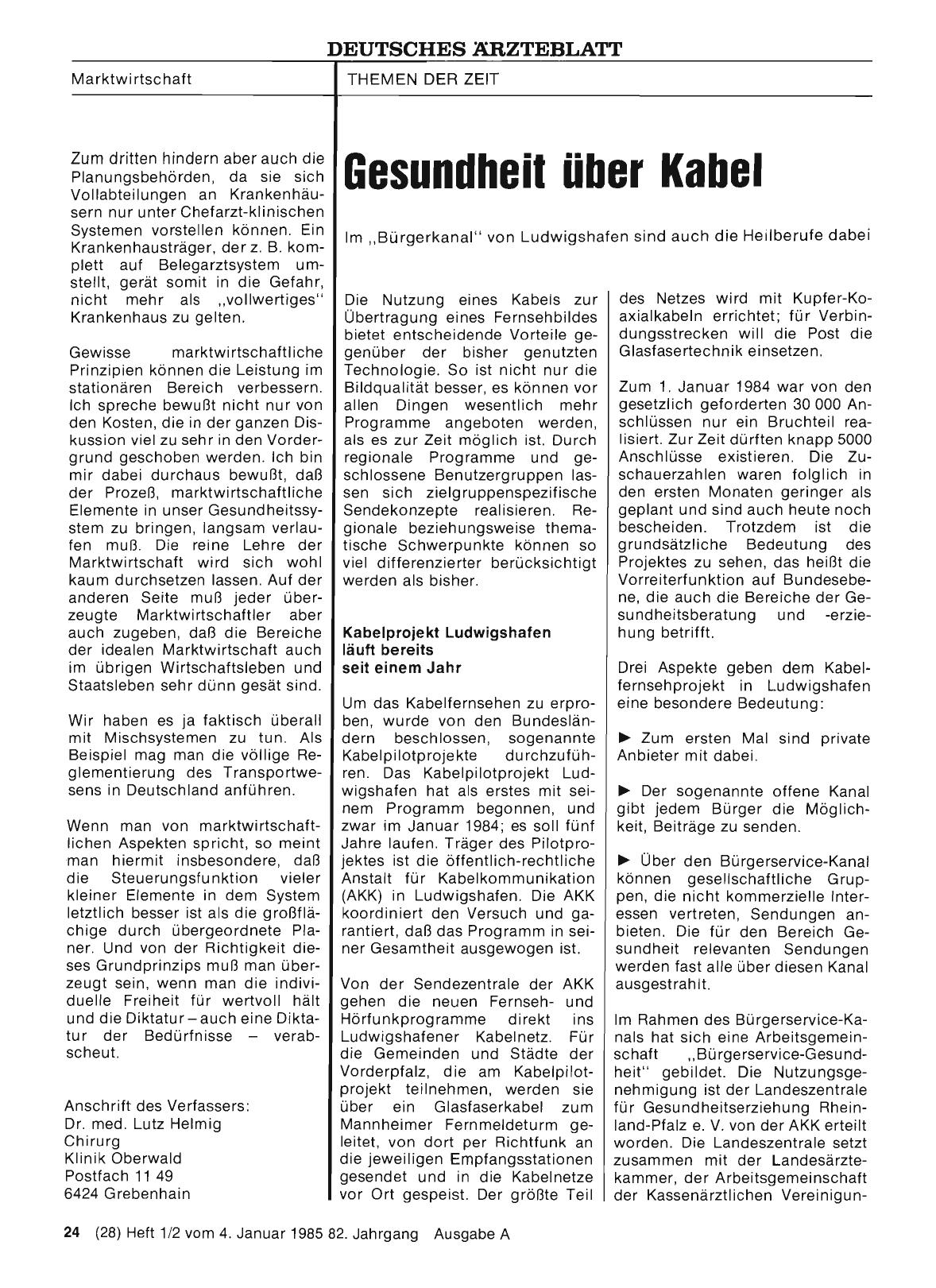 Vorschauseite 1: Gesundheit über Kabel
