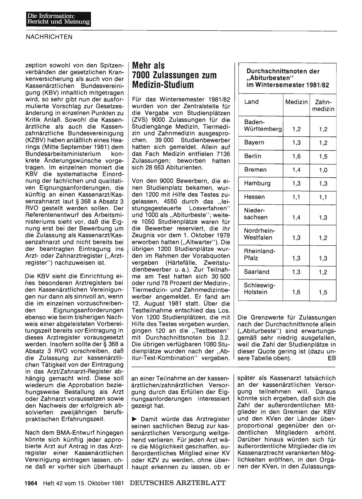 Vorschauseite 1: Mehr als 7000 Zulassungen zum Medizin-Studium