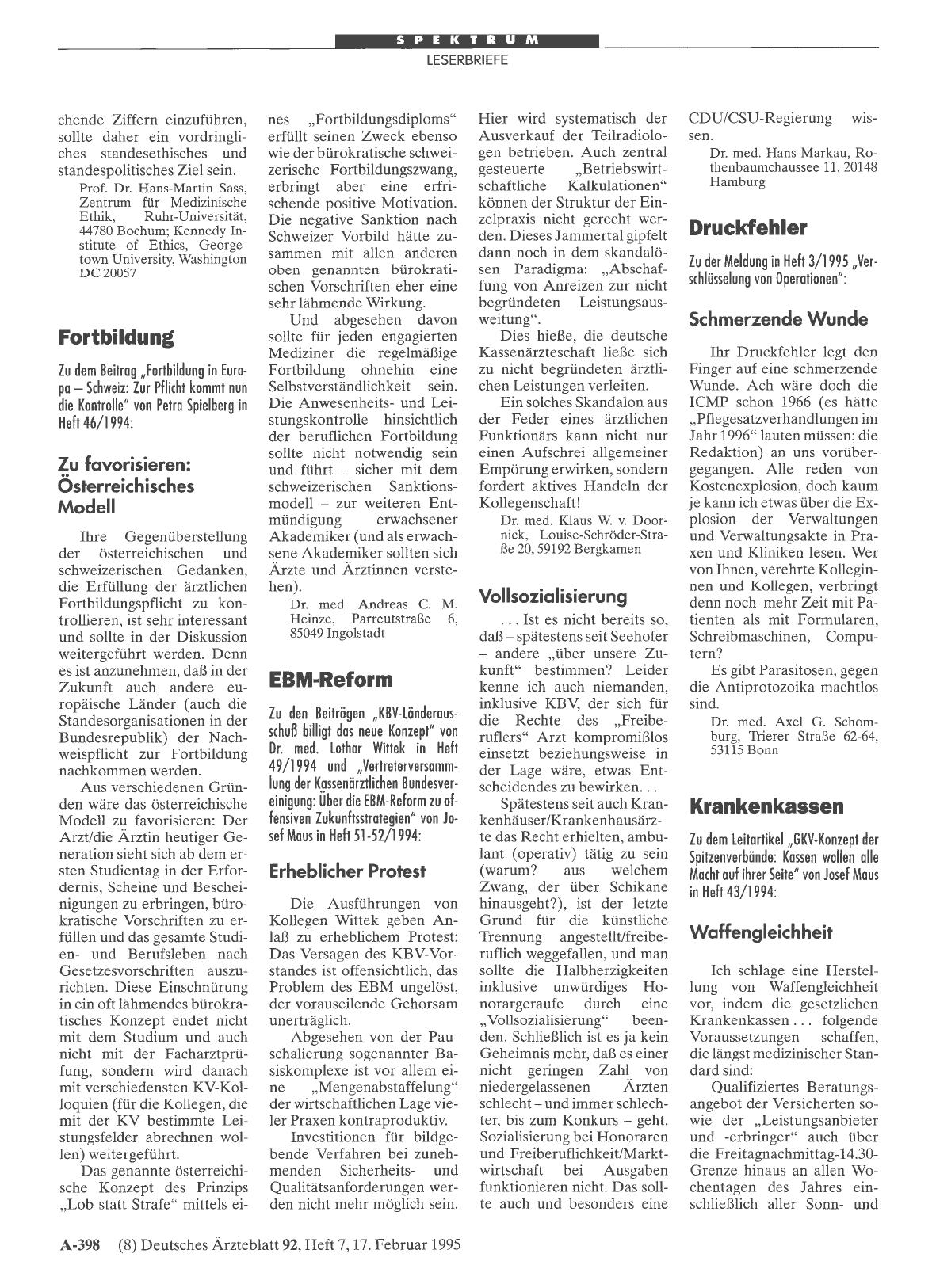 Vorschauseite 1: Fortbildung: Zu favorisieren: Österreichisches Modell