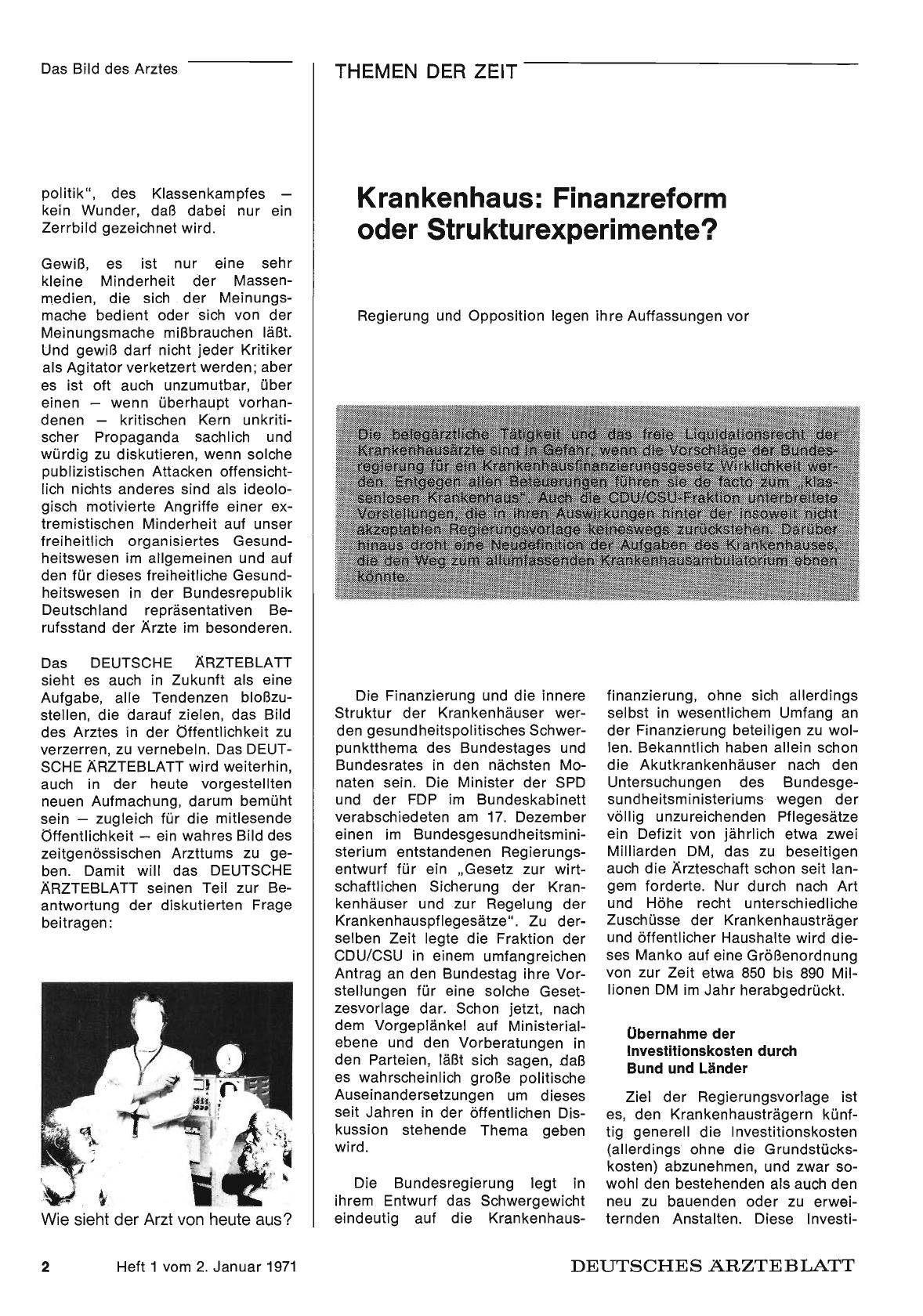 Vorschauseite 1: Krankenhaus: Finanzreform oder Strukturexperimente?