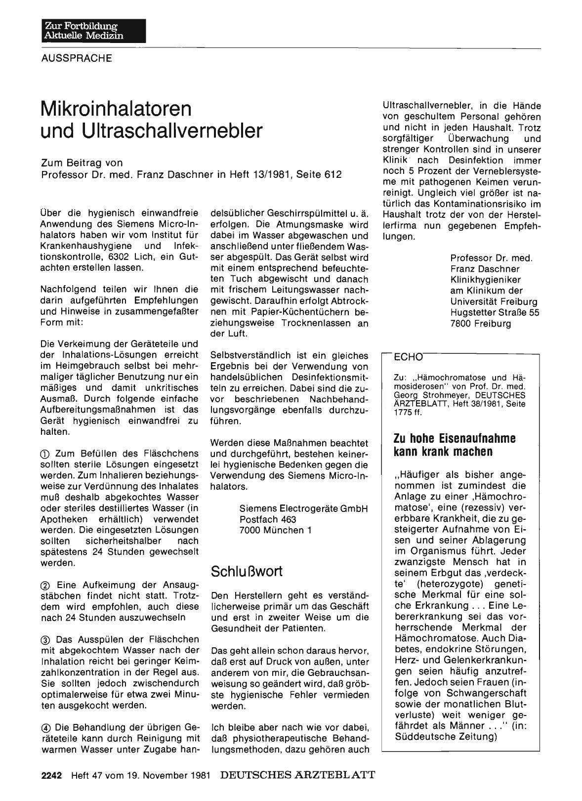 Vorschauseite 1: Zu hohe Eisenaufnahme kann krank machen