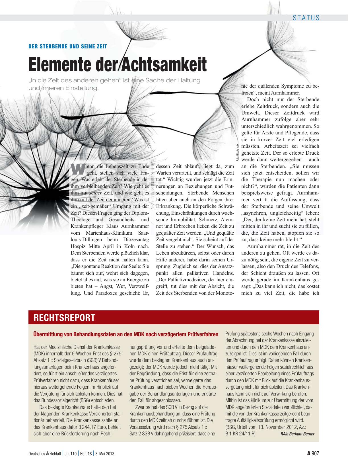 Vorschauseite 1: Der Sterbende und seine Zeit: Elemente der Achtsamkeit