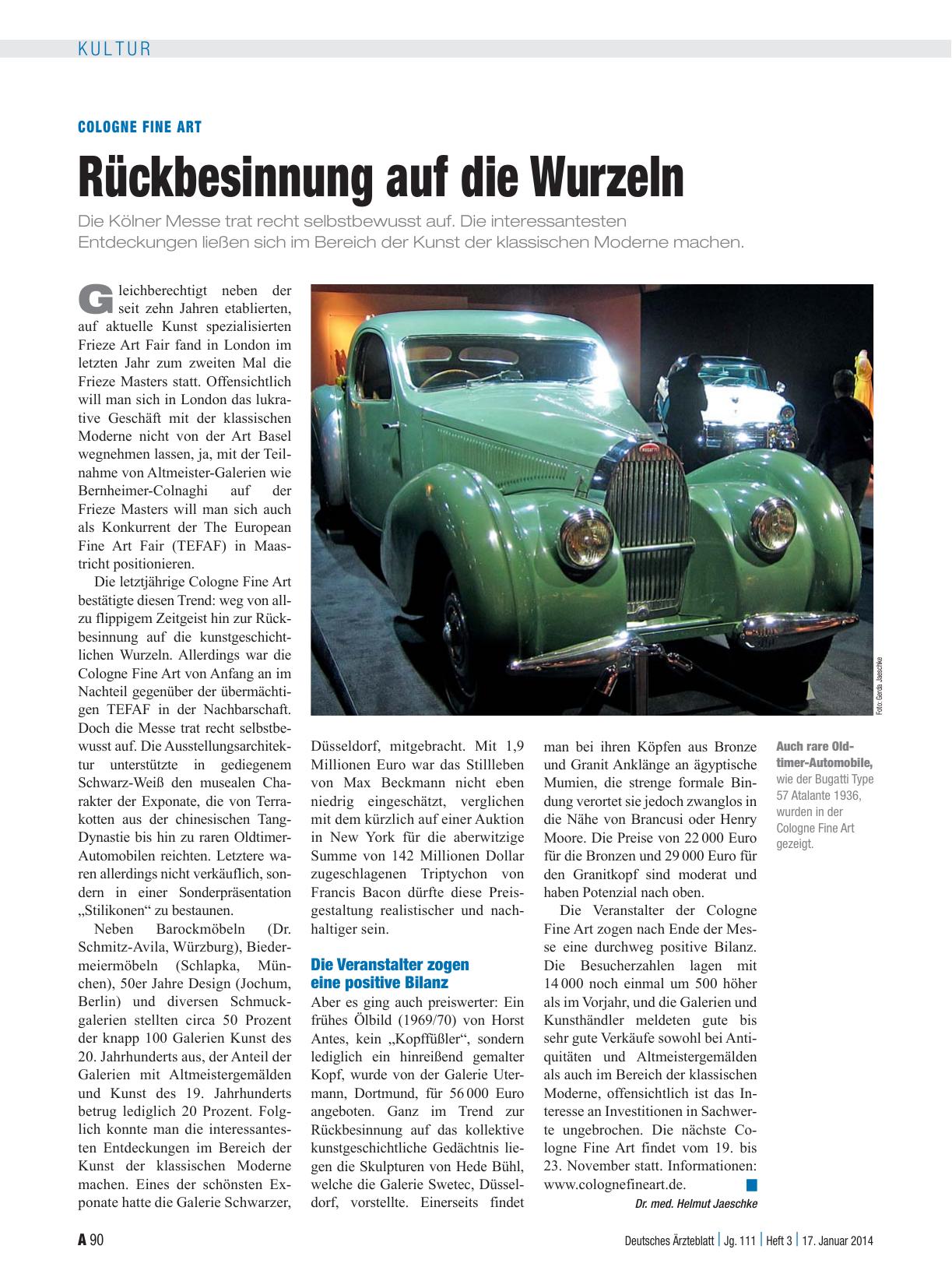 Vorschauseite 1: Cologne Fine Art: Rückbesinnung auf die Wurzeln