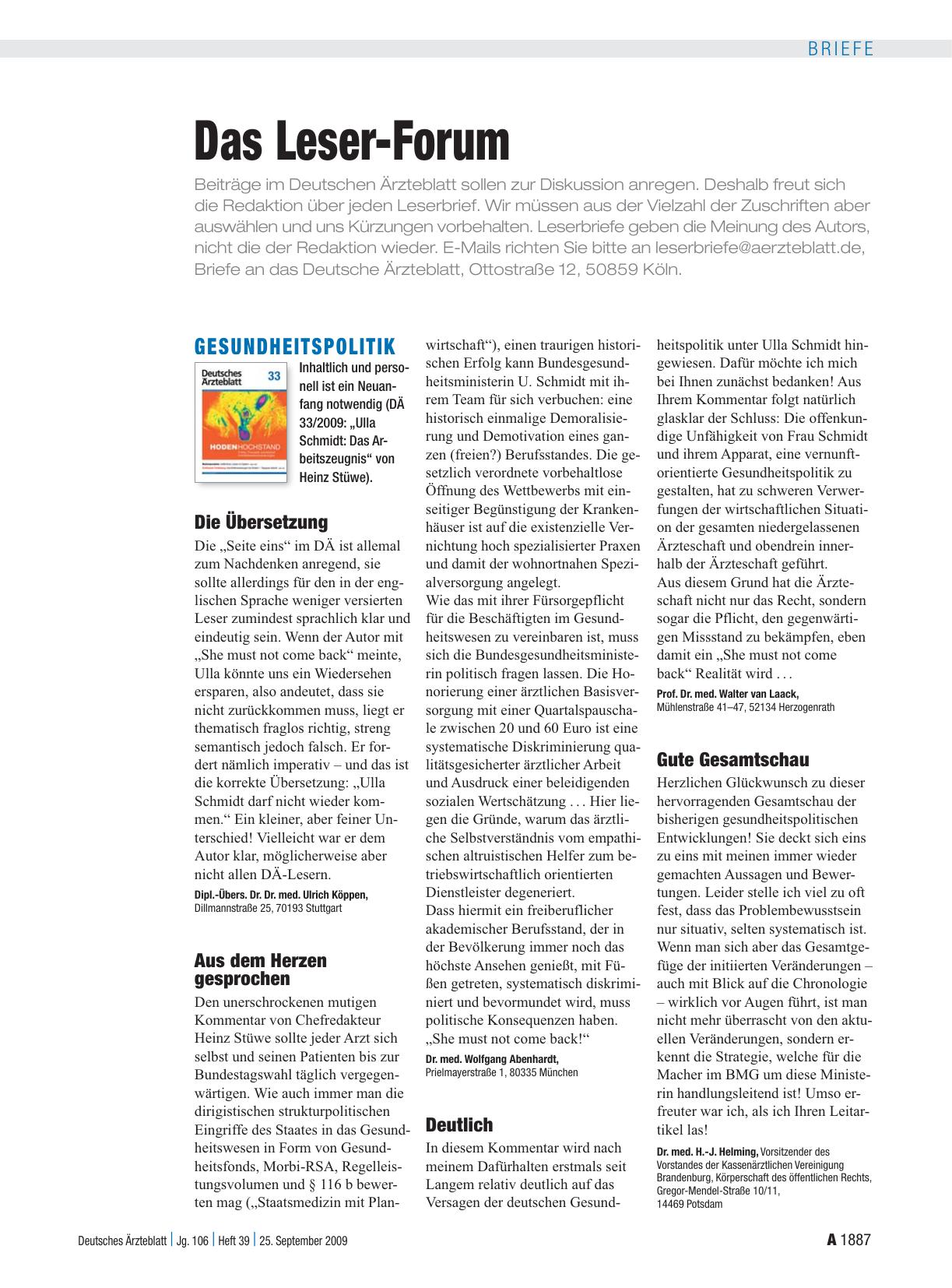 Vorschauseite 1: Gesundheitspolitik: Deutlich