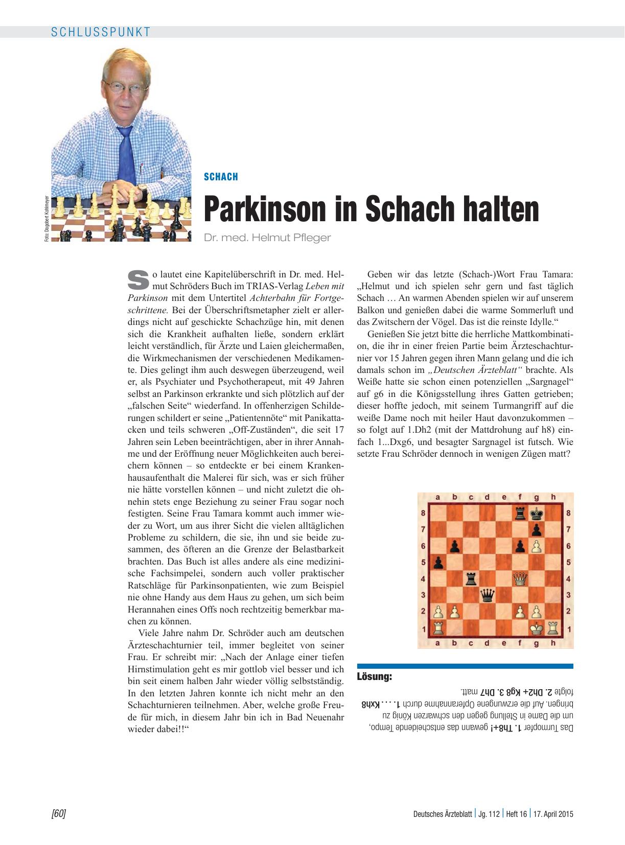 Vorschauseite 1: Schach: Parkinson in Schach halten