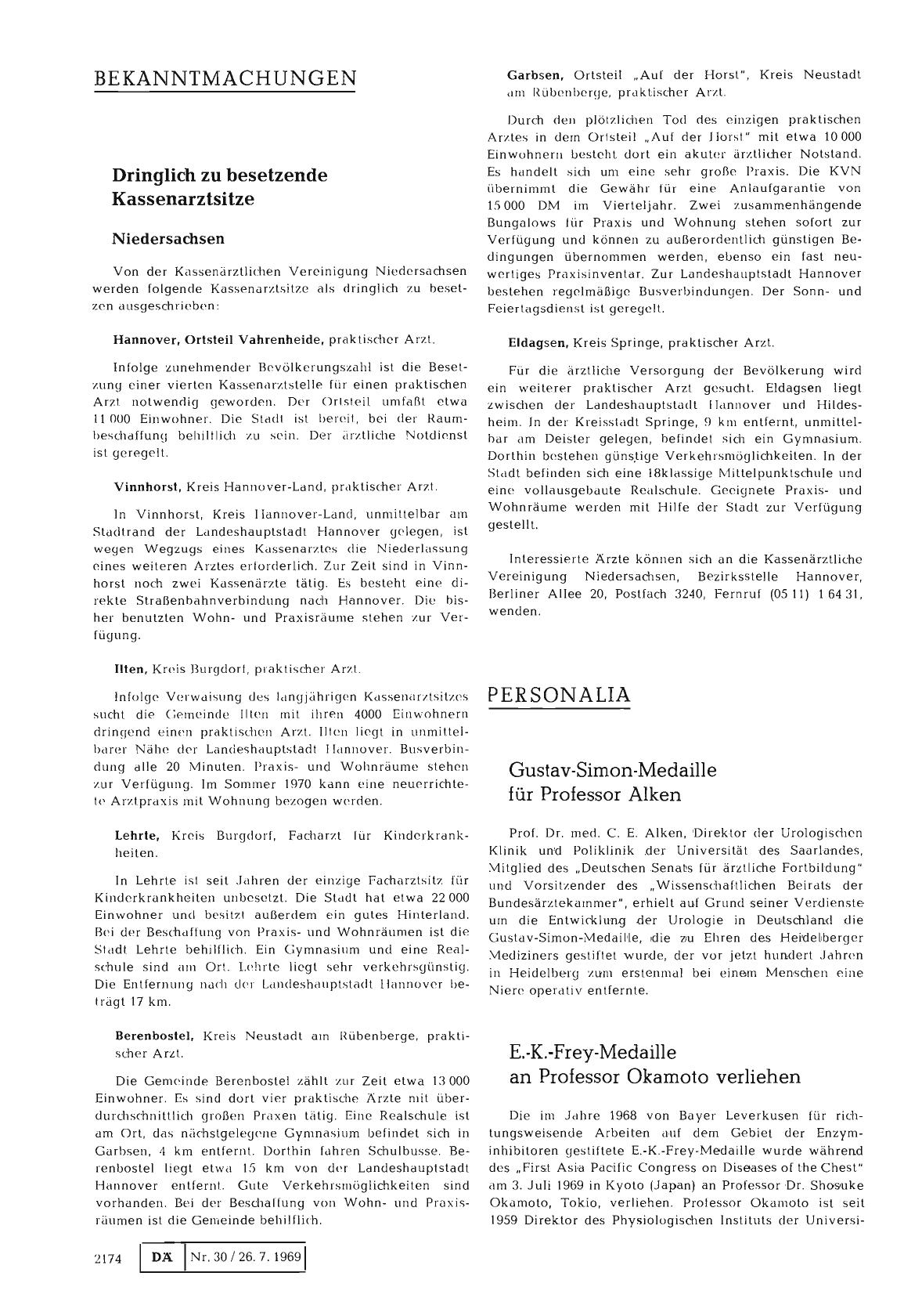 Vorschauseite 1: E. -K. -Frey-Medaille an Professor Okamoto verliehen