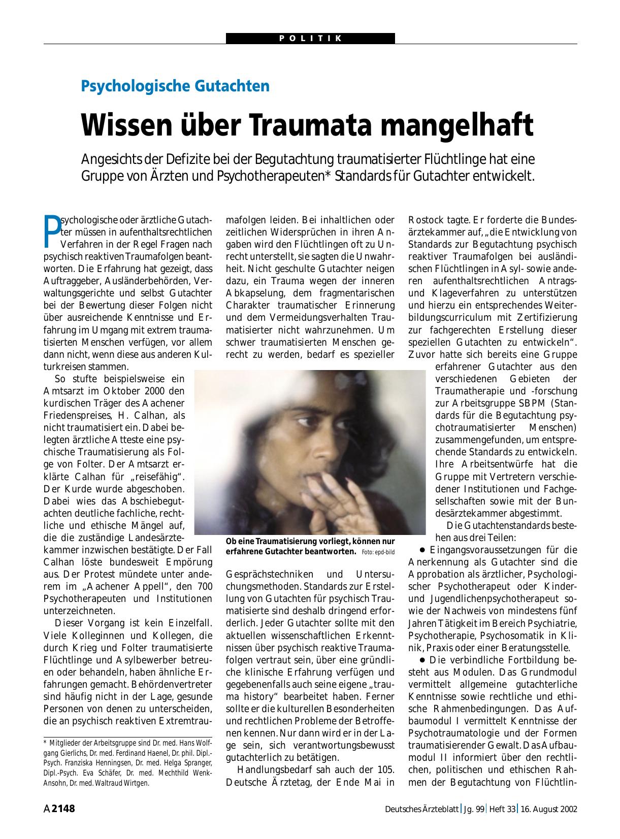 Vorschauseite 1: Psychologische Gutachten: Wissen über Traumata mangelhaft
