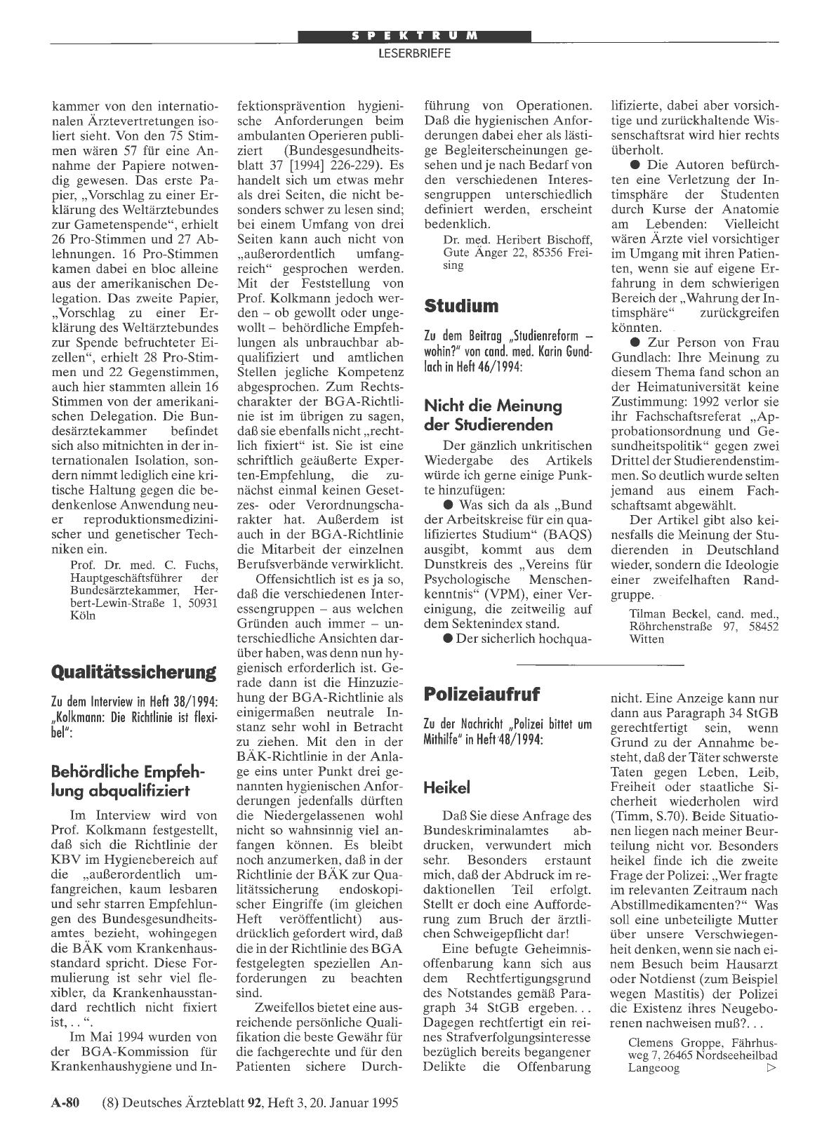 Vorschauseite 1: Qualitätssicherung: Behördliche Empfehlung abqualifiziert