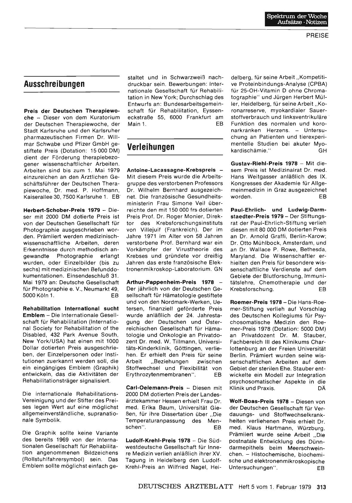 Vorschauseite 1: Verleihungen