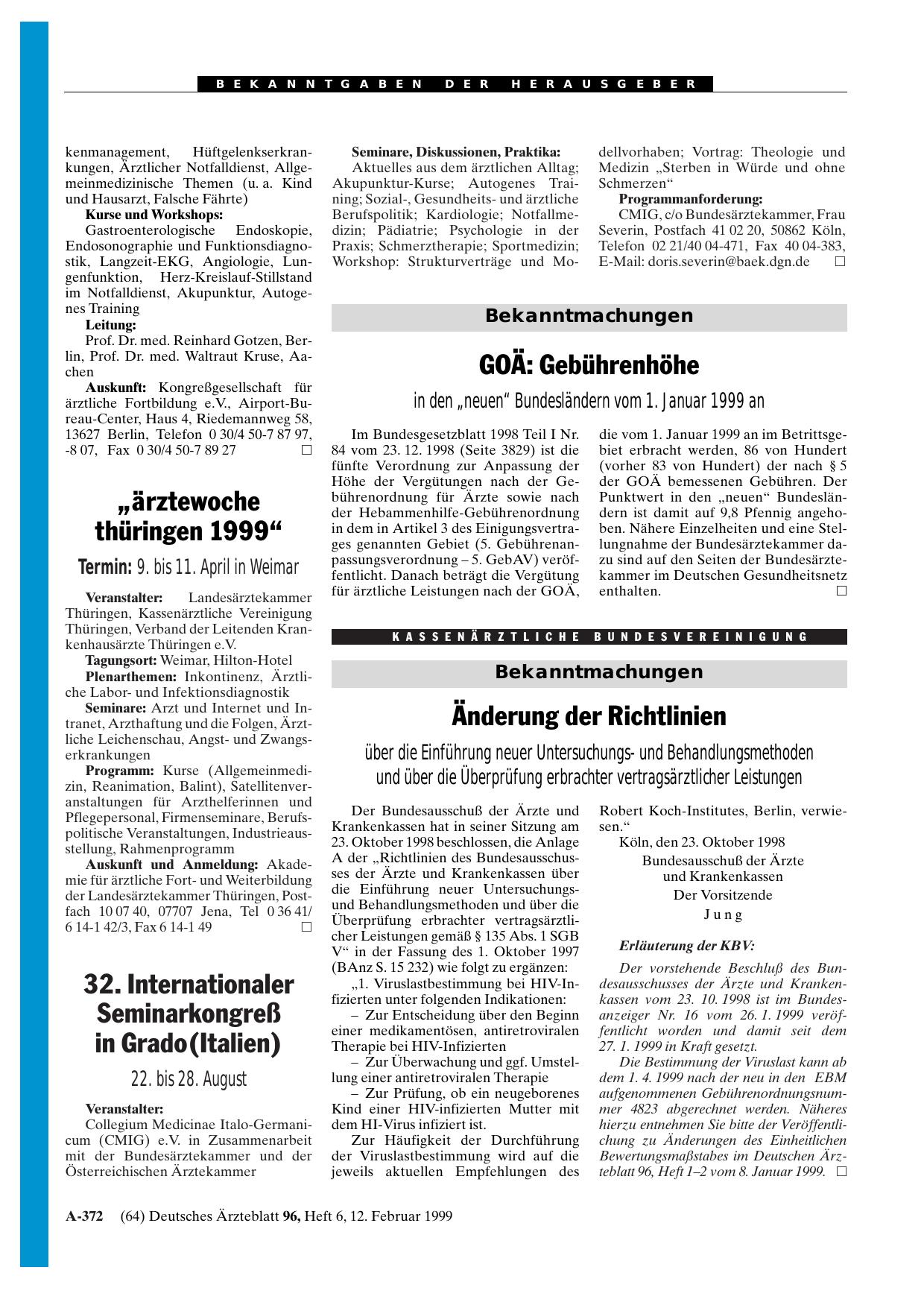 Vorschauseite 1: „ärztewoche thüringen 1999„