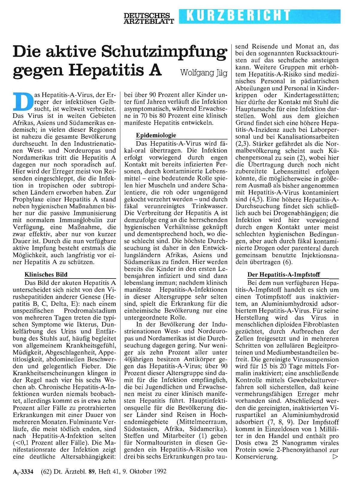 Vorschauseite 1: Die aktive Schutzimpfung gegen Hepatitis A