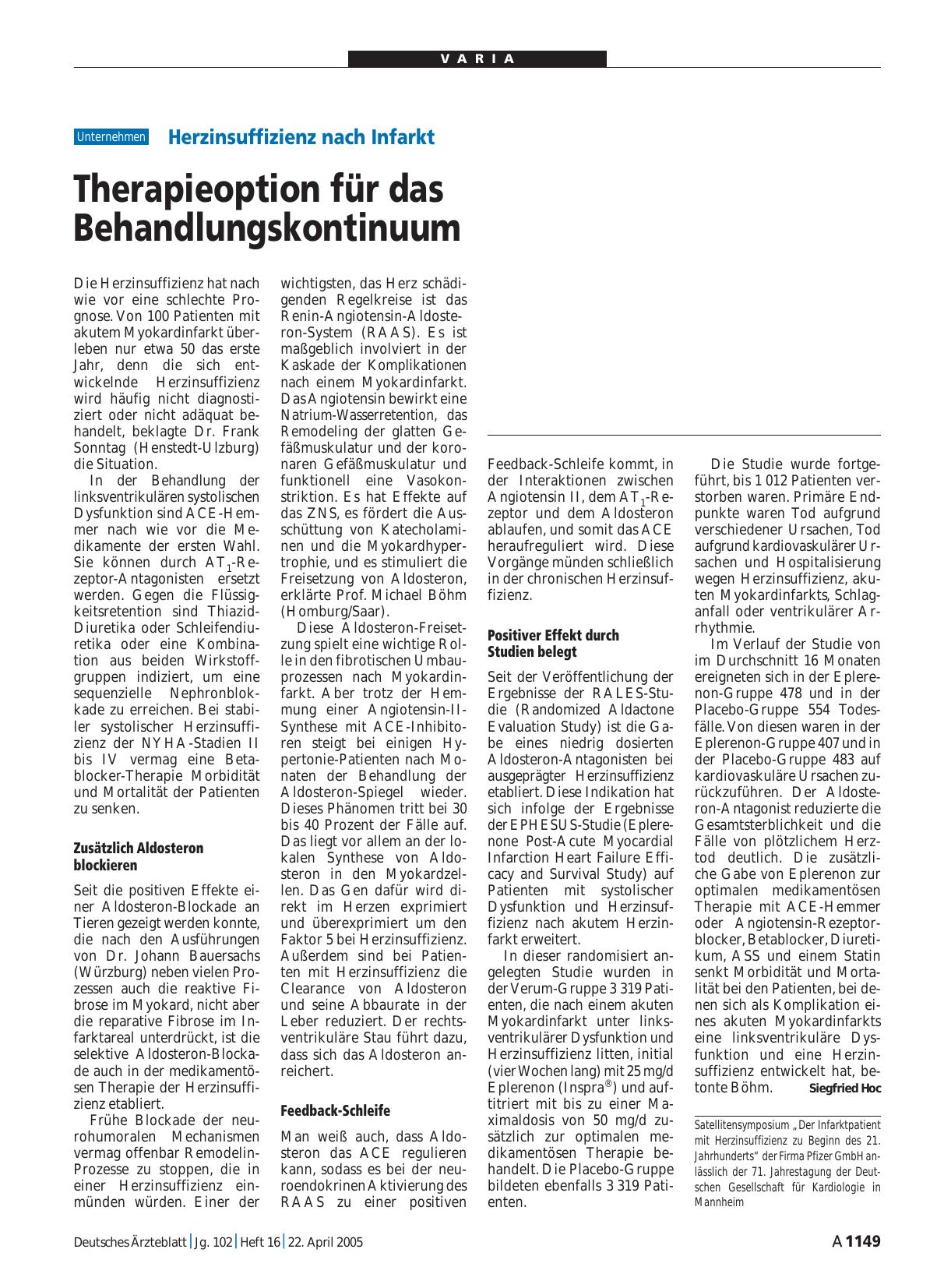 Vorschauseite 1: Herzinsuffizienz nach Infarkt: Therapieoption für das Behandlungskontinuum