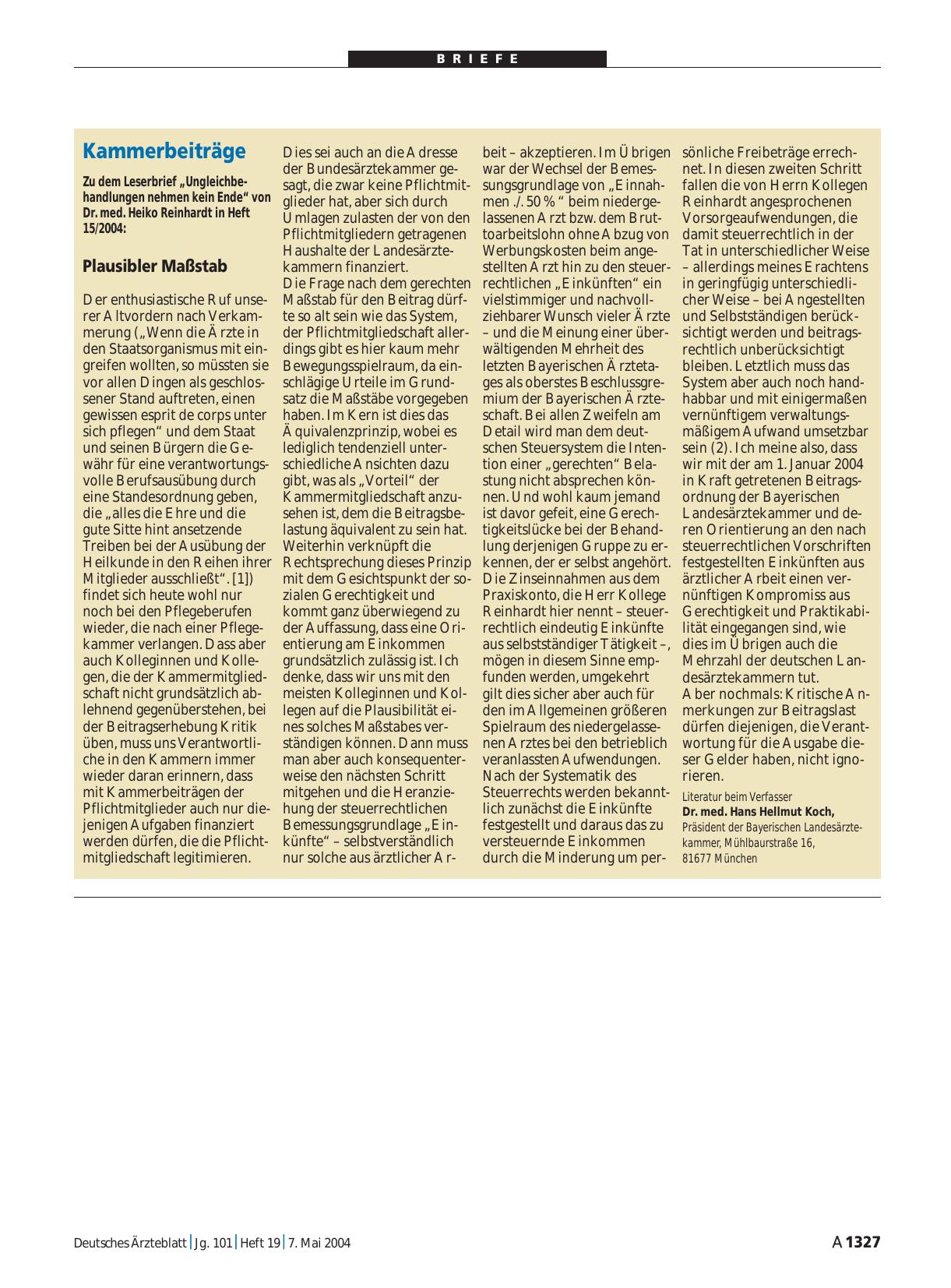 Vorschauseite 1: Kammerbeiträge: Plausibler Maßstab