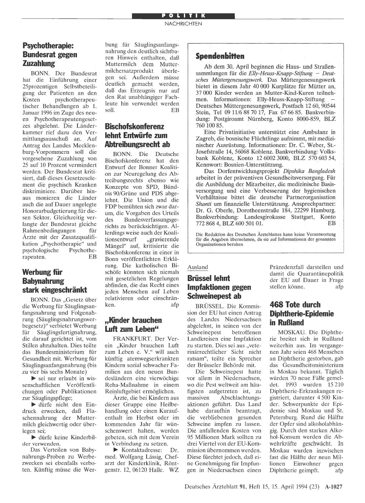 Vorschauseite 1: 468 Tote durch Diphtherie-Epidemie in Rußland