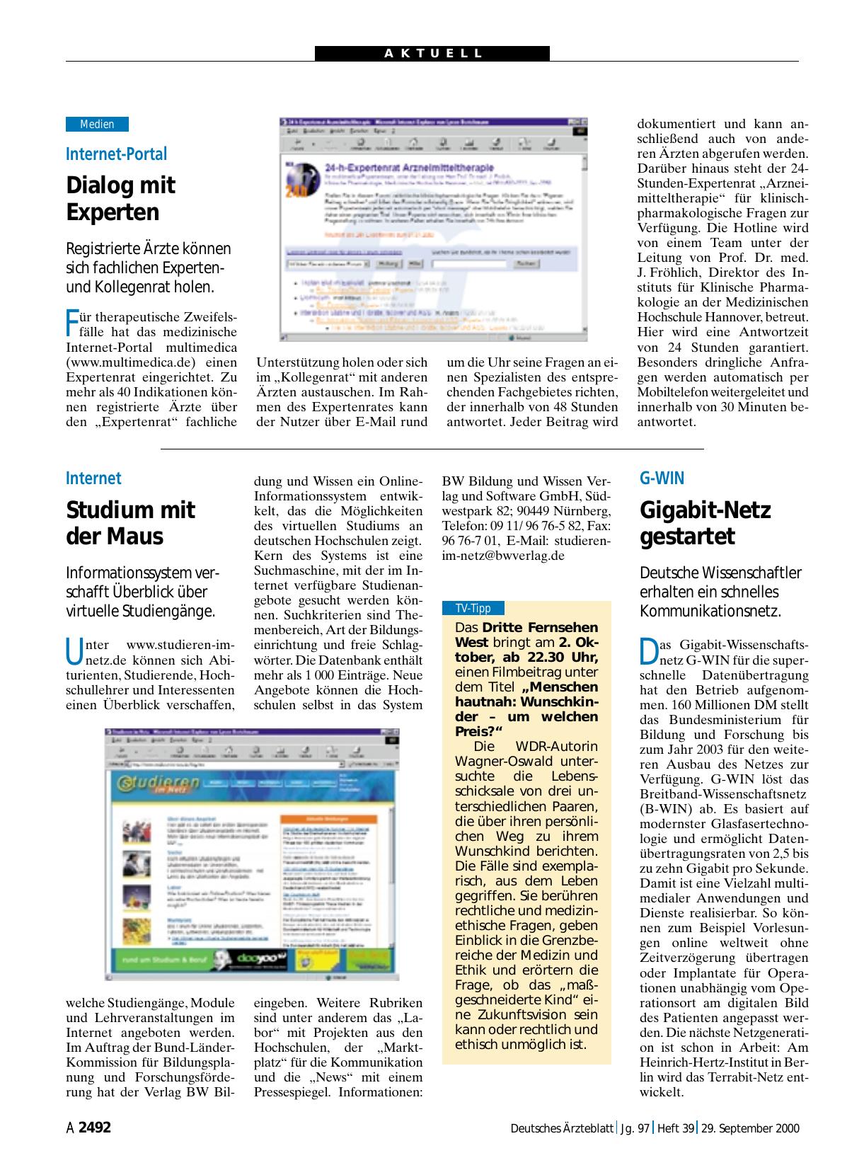 Vorschauseite 1: Internet: Studium mit der Maus