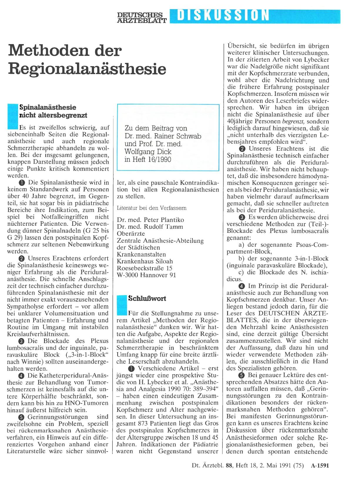 Vorschauseite 1: Methoden der Regionalanästhesie: Spinalanästhesie nicht altersbegrenzt